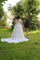 Dressystars Plus Size Wedding Dresses V Neck A Line Tulle Lace Bridal Gowns