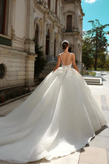 Dressystars Princess Wedding Dress A Line Ivory Spaghetti Straps Tulle Lace Bridal Gown With Glitter