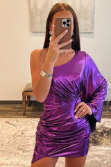 Dressystars Purple Homecoming Dress One Shoulder Tiered Tight Short Prom Dress