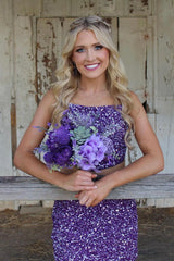 Dressystars Purple Homecoming Dress Spaghetti Straps Tight 2 Pieces Short Prom Dress