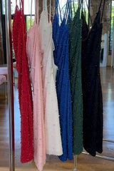 Dressystars Royal Blue Homecoming Dresses Spaghetti Straps Sequin Tight Short Cocktail Dresses With Pearls