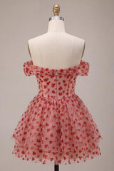 Dressystars Sequins Red Corset A Line Short Homecoming Dress with Ruffles