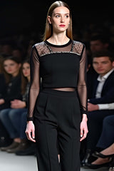 Dressystars Sexy Tops Black Wedding Guest Dress Mesh FlaRed Wedding Guest Dress Pants Two-Piece Set