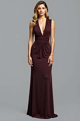Dressystars Sheath Cabernet Sleeveless Deep V-Neck Long Formal Dress