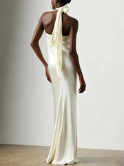 Dressystars Sheath Column Halter Neck Sleeveless Floor Length Wedding Dress