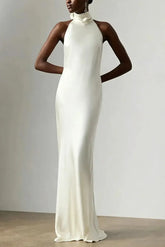 Dressystars Sheath Column Halter Neck Sleeveless Floor Length Wedding Dress