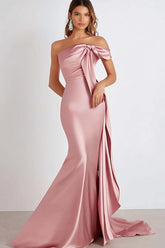 Dressystars Sheath Pink Wedding Guest Dress Cold Shoulder Long Formal Dress