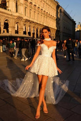Dressystars Short White Wedding Dress Off The Shoulder Bridal Gown With Pearls