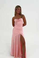Dressystars Stylish Sheath Spaghetti Straps Pink Party Dress With Criss Cross Back Formal Evening Gown
