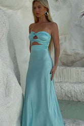 Dressystars Stylish Sheath Sweetheart Blue Long Party Dress With Keyhole Formal Evening Gown