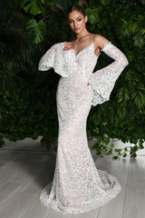 Dressystars Sweetheart Beach Wedding Dress Long Sleeve Lace Sheath/Column Bridal Gown
