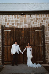 Dressystars Sweetheart Beach Wedding Dress Mermaid Corset Lace Panel Train Bridal Gown