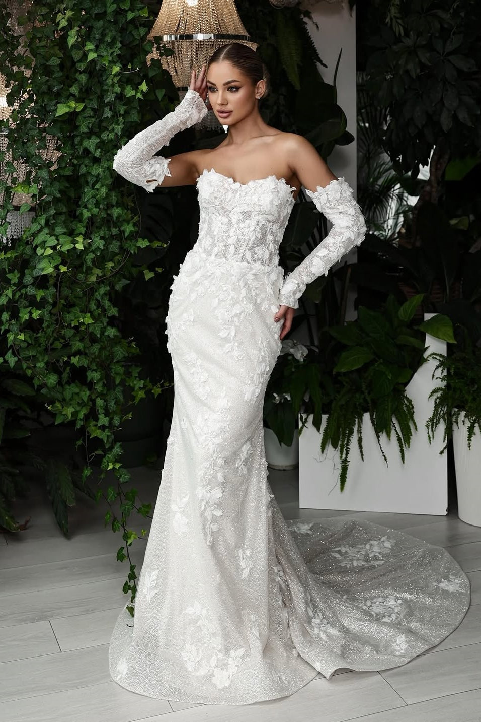 Dressystars Sweetheart Mermaid Wedding Dress 3D Flowers Bridal Gown
