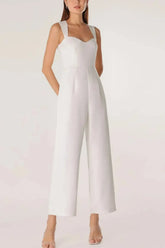 Dressystars Sweetheart Sleeveless Ankle Length Elastic Satin Wedding Jumpsuit