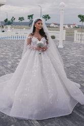 Dressystars Sweetheart Wedding Dress Floor Length Sleeve Beaded Tulle Ball Gown Bridal Gown With Appliques