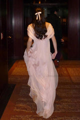 Dressystars Sweety A Line V Neck Pink Long Prom Dress With Ruffles Formal Evening Gown