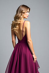 Dressystars Tiered Asymmetrical Dark Purple Wedding Guest Dress A Line Formal Dress