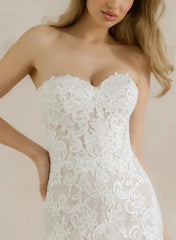 Dressystars Trumpet Mermaid Sweetheart Sleeveless Chapel Train Lace Wedding Dress