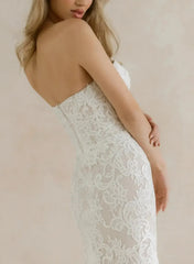 Dressystars Trumpet Mermaid Sweetheart Sleeveless Chapel Train Lace Wedding Dress