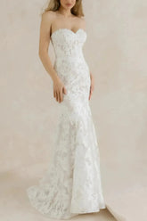 Dressystars Trumpet Mermaid Sweetheart Sleeveless Chapel Train Lace Wedding Dress