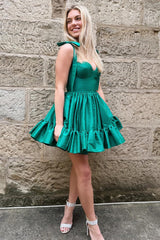 Dressystars Turquise Homecoming Dress Satin A-Line Bowknot Cocktail Dress