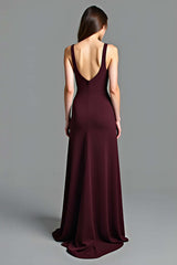 Dressystars V-Neck Cabernet A Line Long Formal Dress