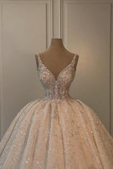 Dressystars Wedding Dress A Line V Neck Sleeveless Princess Glitter Bridal Gown With Lace