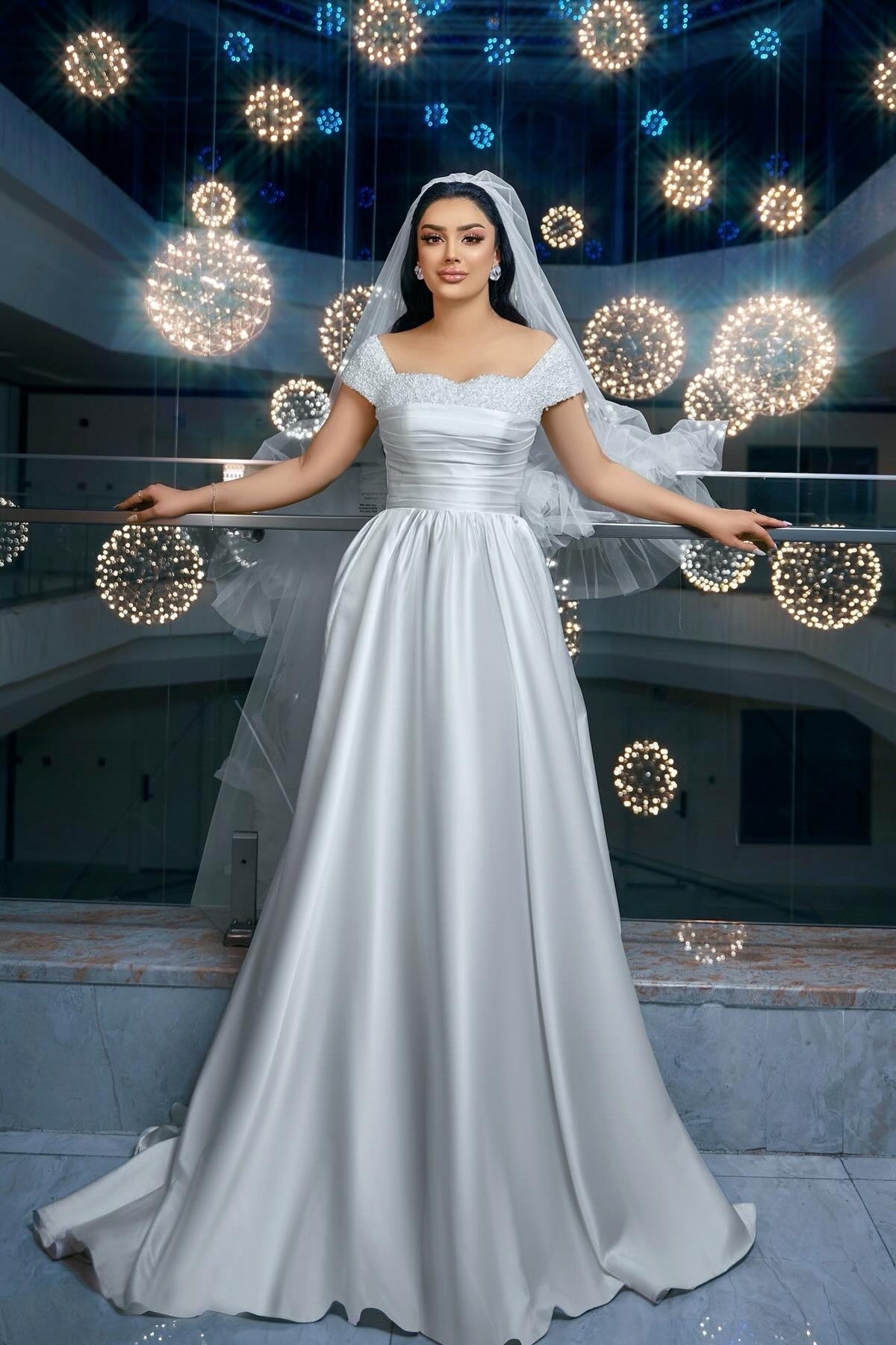 Dressystars White Wedding Dress A Line Off The Shoulder Sleeveless Beaded Ruffle Satin Bridal Gown With Slit
