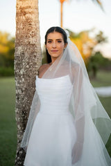 Dressystars White Wedding Dress A Line Strapless Sleeveless Floor Length Satin Bridal Gown With Ruffles
