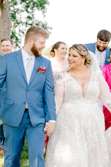 Dressystars White Wedding Dress A Line V Neck Sleeves Lace Chapel Train Bridal Gown With Appliques