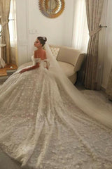 Dressystars White Wedding Dress Sweetheart Off The Shoulder Sequined Beaded Ball Gown Tulle Bridal Gown