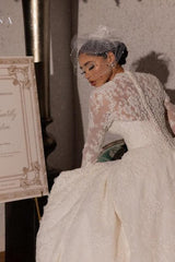Dressystars White Wedding Dress V Neck A Line Lace Sleeves Sweep Train Velour Bridal Gown With Appliques