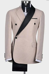 Dusty Pink Close Fitting Two Piece Shawl Lapel Wedding Suit