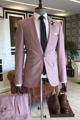 Dusty Pink Peaked Lapel 2 Piece Glamorous Prom Suit