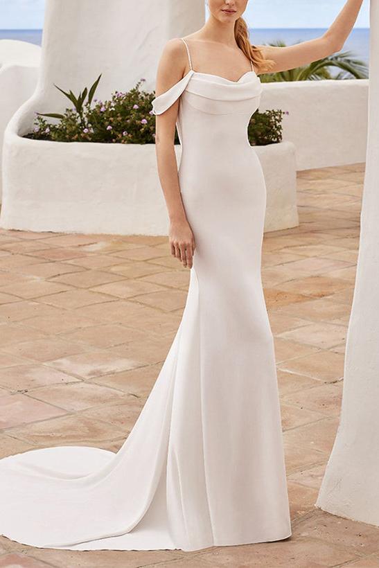Elastic Satin Wedding Dress: Trumpet/Mermaid Style Sweetheart Neckline Sleeveless