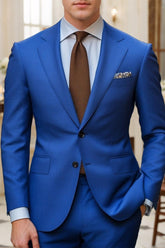 Elegant Blue Men's Two-Button Notch Lapel Single-Breasted Suit For Beach Wedding And Prom Party