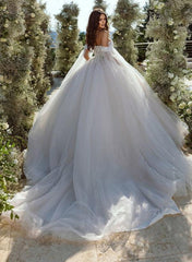 Elegant Lace/Tulle Wedding Dress with Off The Shoulder Long Sleeves