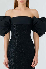 Dressystars Elegant Off The Shoulder Mermaid Long Blak Tie Dress