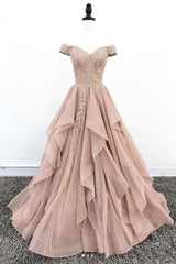Elegant Off the Shoulder Prom Dress Lace Long Evening Dress