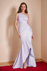 Elegant One-Shoulder Asymmetrical Trumpet/Mermaid Dress for Mother of the Bride & Groom with Ruffles