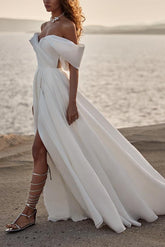 Elegant Organza Wedding Dress with Split Front