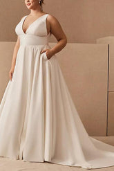 Elegant Sweep Train Satin Wedding Dress