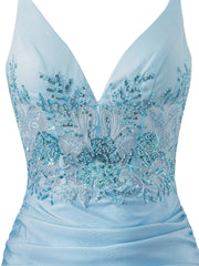 Ella Homecoming Dress Blue Pretty Bodycon V neck Jersey Short Party Cocktail Dress