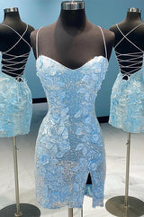 Emilia Homecoming Dress Pretty Bodycon Sequin Style Open Back with 3D FlowersShort Party Cocktail Dress