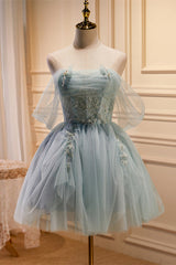 Fairy Homecoming Dress Tulle Beading Chic Off the Shoulder Style Lace Up Back A Line Party Short Cocktail Dress