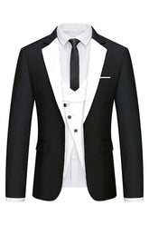 Fancy Black and White 3 Piece Men's Prom Suit