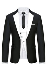 Fancy Black and White 3 Piece Men's Prom Suit