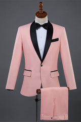 Fancy Pink Shawl Lapel 2 Piece Men's Wedding Suit