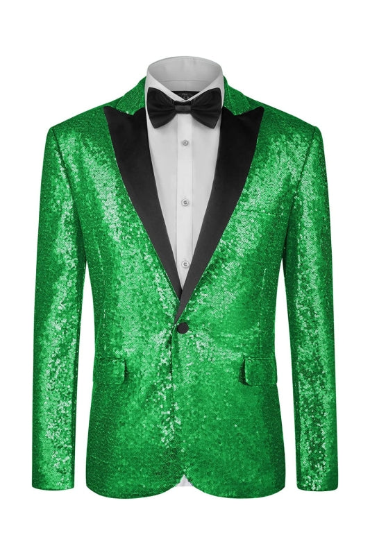 Fashion Green Sequins 2 Piece Men's Prom Suit
