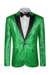 Fashion Green Sequins 2 Piece Men's Prom Suit
